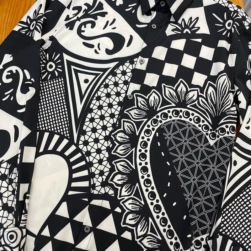Luxury Digital Printing Shirts Men Clothing Casual Full Sleeve Mens Social Manga Longa Prom Party Shirt Chemise Homme De Luxe