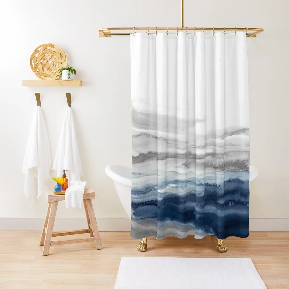

Gray blue landscape Shower Curtain For Bathroom Waterproof Fabric Shower Curtain