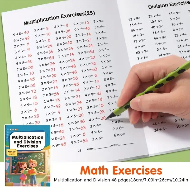 48 PagesMultiplication Division 99 Times Exercise Book Training in MathematicsCalculation Book for Children Aged 3-8