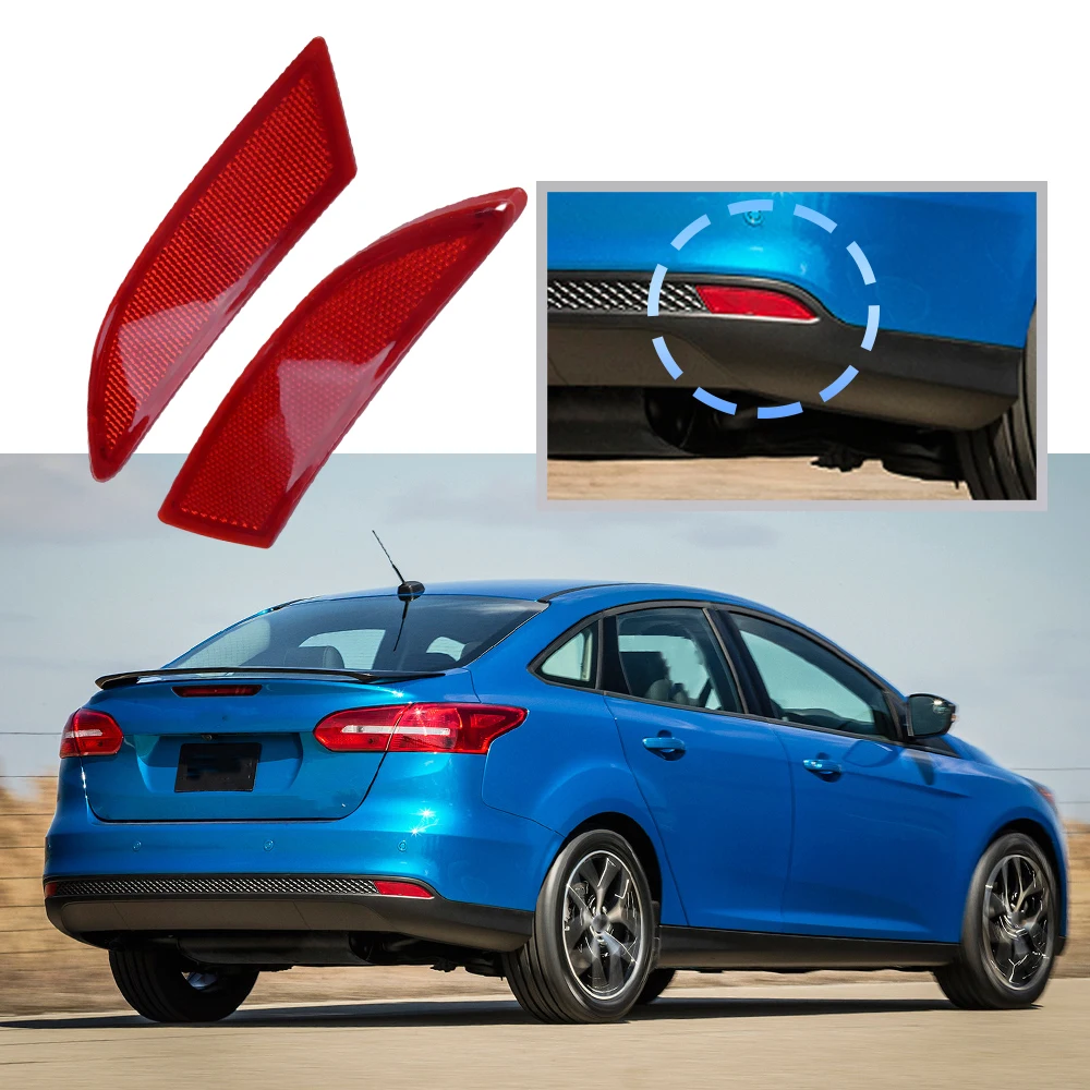 1 زوج من عاكسات ABS حمراء اليسار واليمين المصد الخلفي عاكس BM51515BOAE BM51515BOAE لفورد فوكس 2012 2013 2014 2015