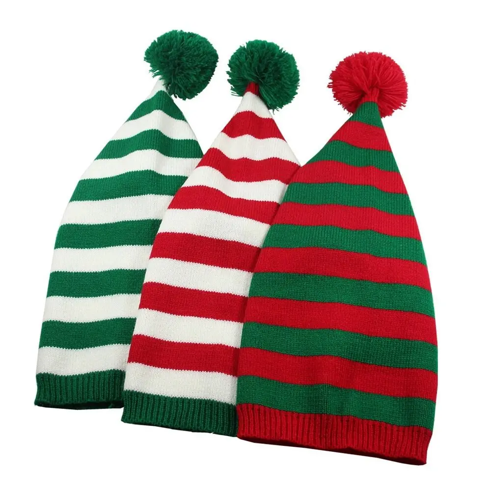 Christmas Santa Beanie Knitted Hat Elf Santa Claus Red Green Knitted Gift Crochet Hat Cap Happy New Year Merry Christmas Hats