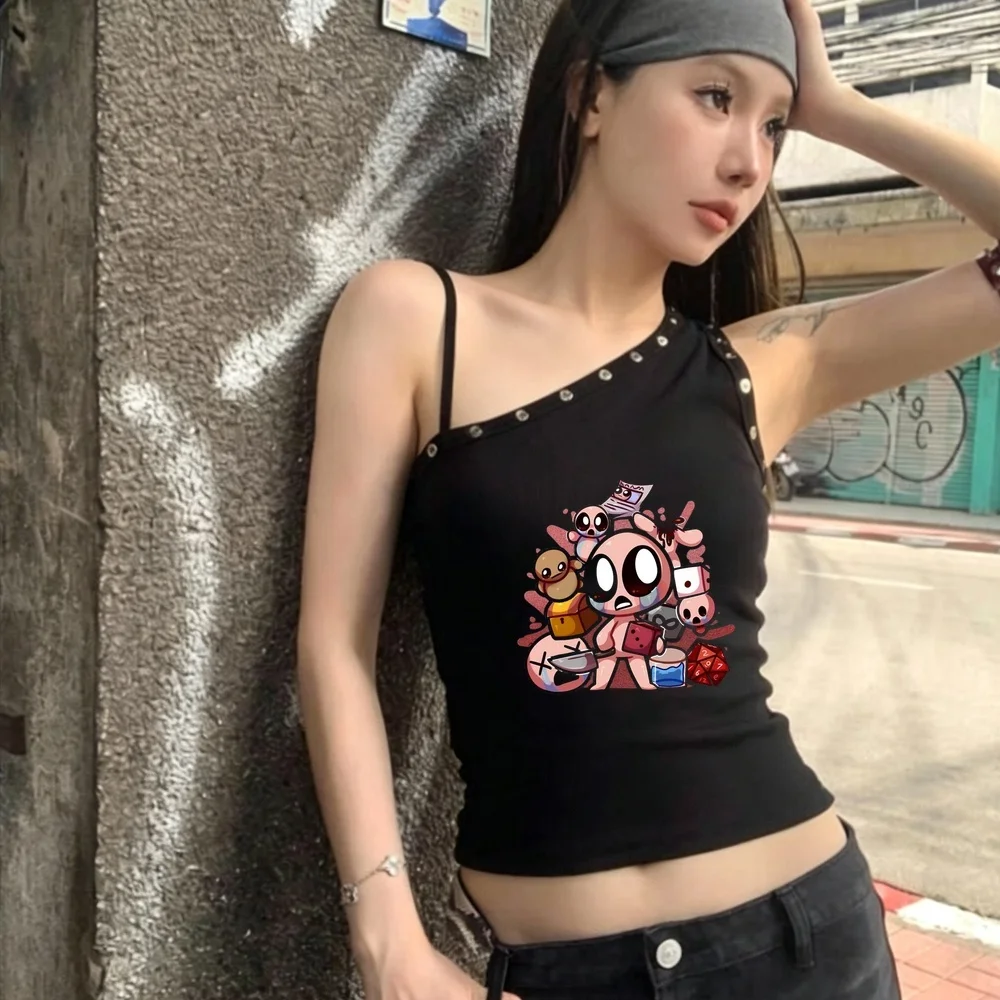 the Binding of Isaac cropped top shoujo vintage emo graphic t shirt cute streetwear gothic emo grunge