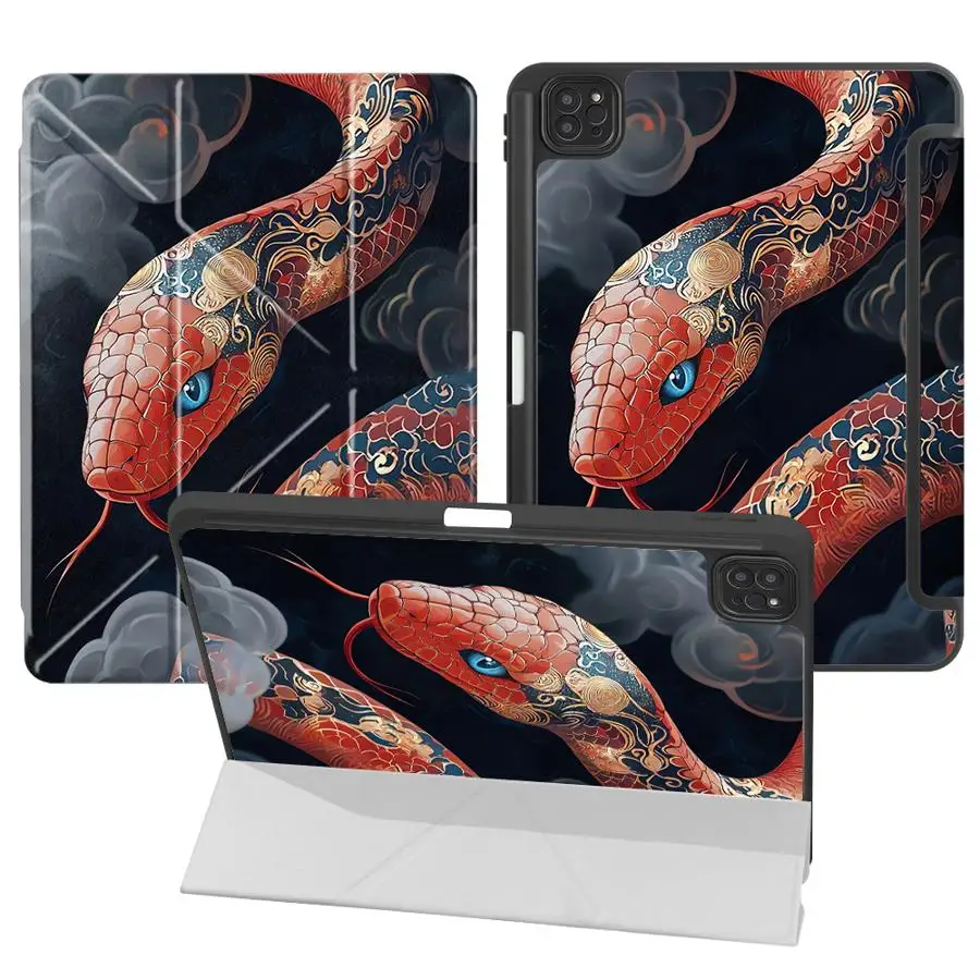 

Чехол для планшета iPad Mini 6 7 Pro 11-го 10-го 9-го 8-го 7-го поколений, 12.9 дюймов, Air 4 5 M3 M2 1 2 M4 11 дюймов, Pro 2025, с держателем, цвет «Змея»