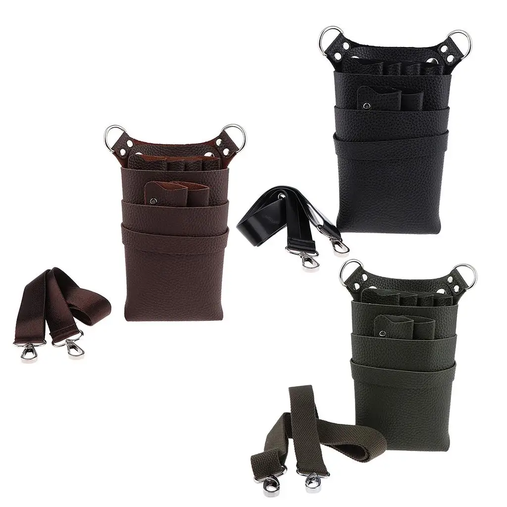 Прочная сумка для хранения расчески/зажимов для ножниц из искусственной кожи для парикмахера