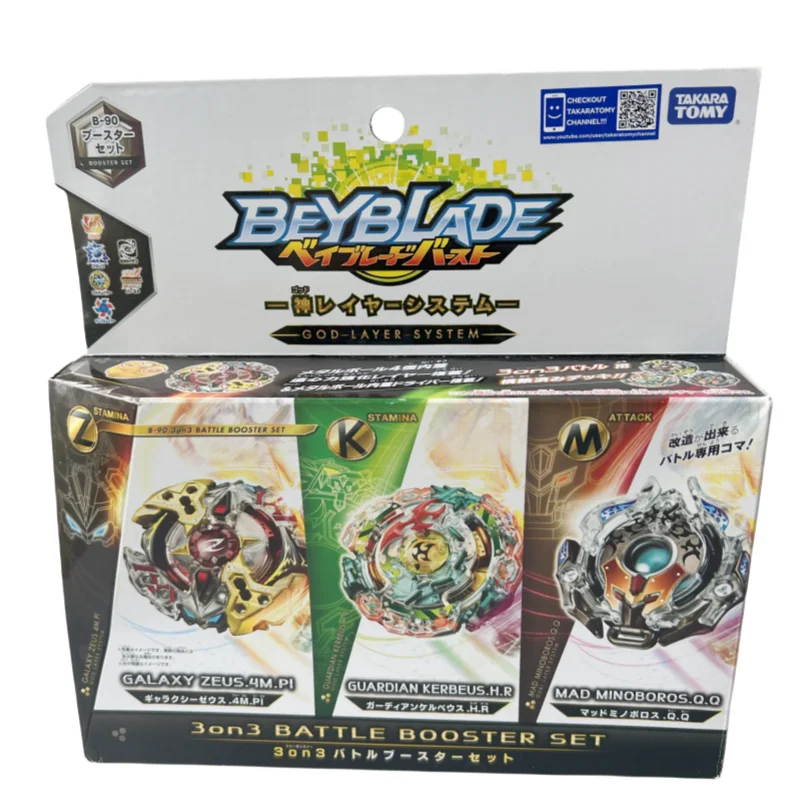 

Takara Tomy Beyblade Burst B-90 3on3 Booster Set Zeus + Kerbeus + Minoboros b90