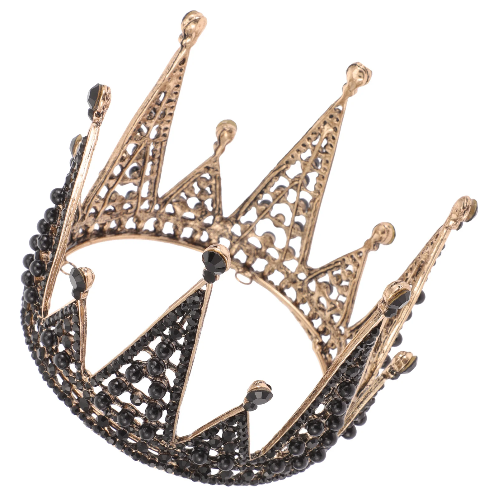 خمر تاج غطاء الرأس الأسود حجر الراين كريستال تيارا للنساء الزفاف حفل زفاف الباروك اكسسوارات للشعر ديكور #2