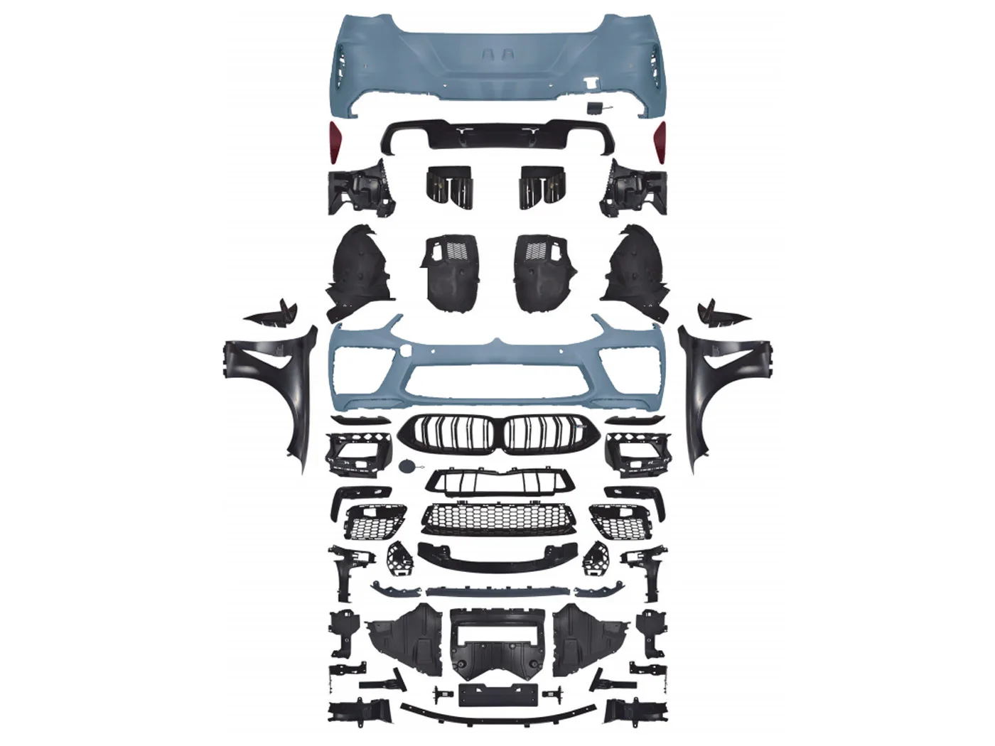 

Комплект обвесов FEITUO: передний бампер и решетка радиатора для BMW 8 серии G14/G15 (2019-2022), обновление до M8, новый, 1:1, широкий обвес