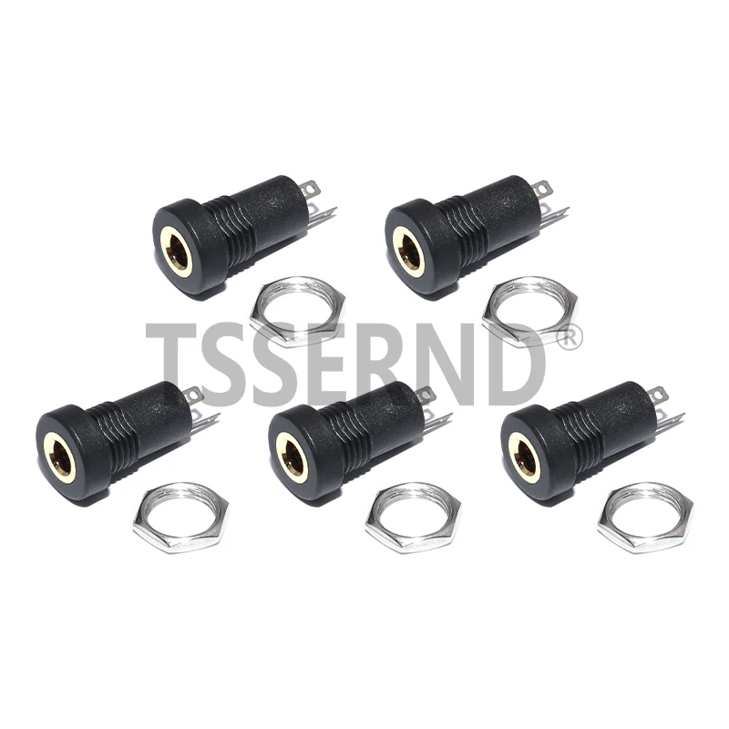 5PCS PJ-392A PJ392A 3.5MM Audio Jack Socket Stereo 3 Pole Solder Panel Mount With Nut Connector Headphone Female Socket