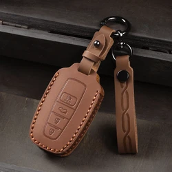 Leather Car Smart 3 Button Key Case Cover Bag Keychain for Toyota Avalon Camry RAV4 Prius CHR C-HR Corolla Land Cruiser Prado