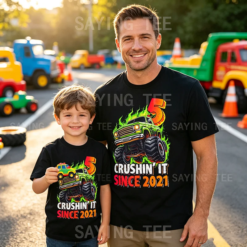 Monster Truck 4 Year Old Boys 4th Birthday Party Born 2022 T-Shirt 3rd Birthday Party Born 2023 Tees 5th B-day Since 2021 Tops