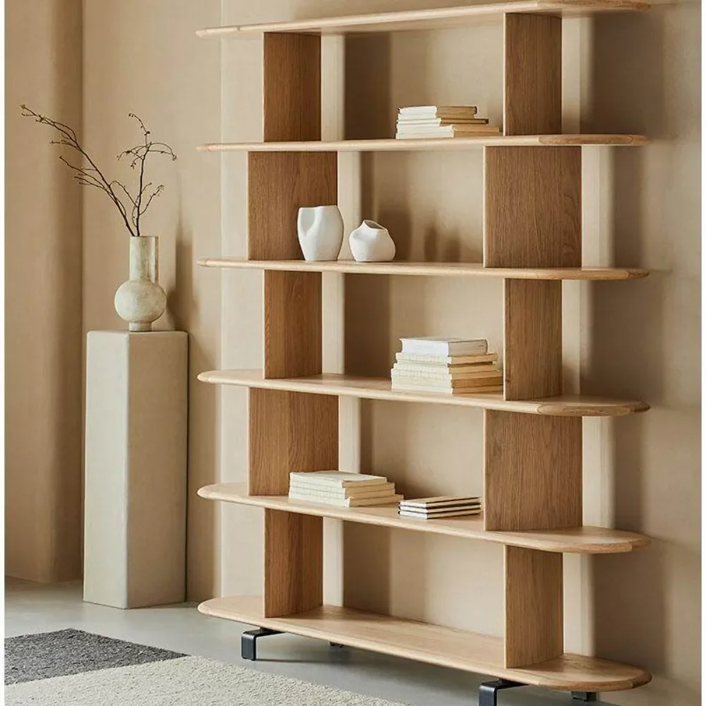 Nordic solid wood multi-layer art bookshelf Italian minimalist