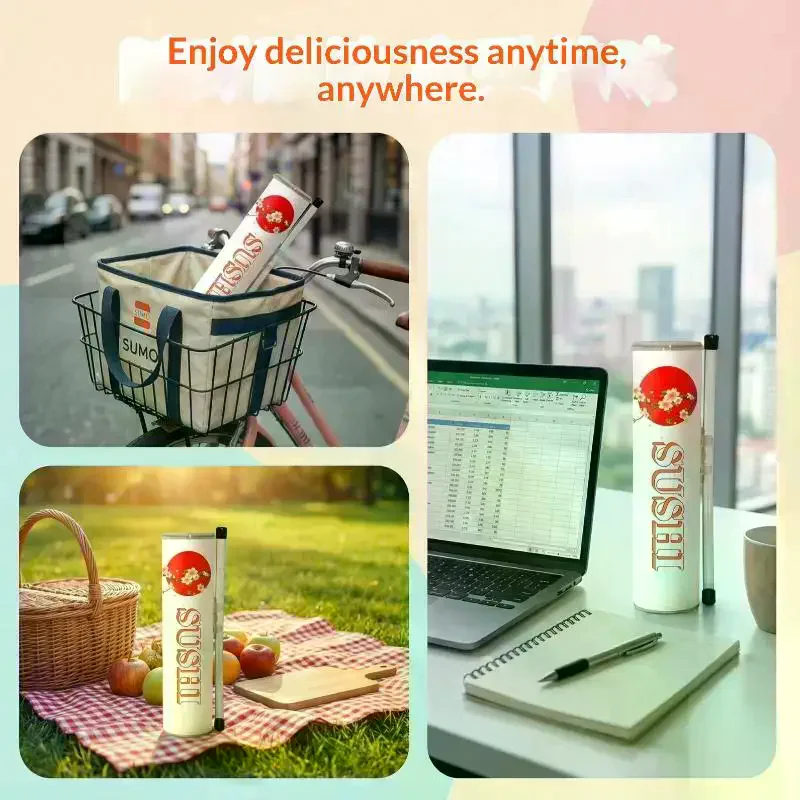 Innovative Round Sushi Push Box with Sauce Straw Fun DIY Sushi Making at Home