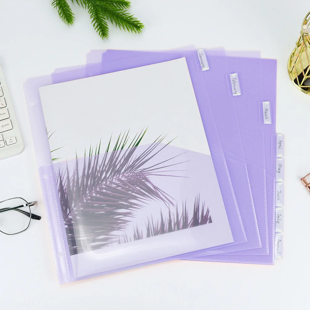 

8Pcs File Dividers with Pockets Color-Coded A4 Plastic Binder Dividers for Office Organization 3 Ring Hole Punch Filing Storage