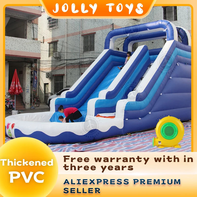 PVC inflatable large children's outdoor long slide castle, high-quality inflatable bouncing slide