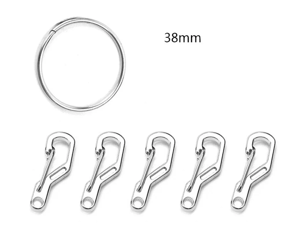 Mini 1PC Quick Release Keyring With 5Pcs TEC alloy Spring hook Keyring Set outdoor Hanging Buckle Carabiner Key Clip Keychain