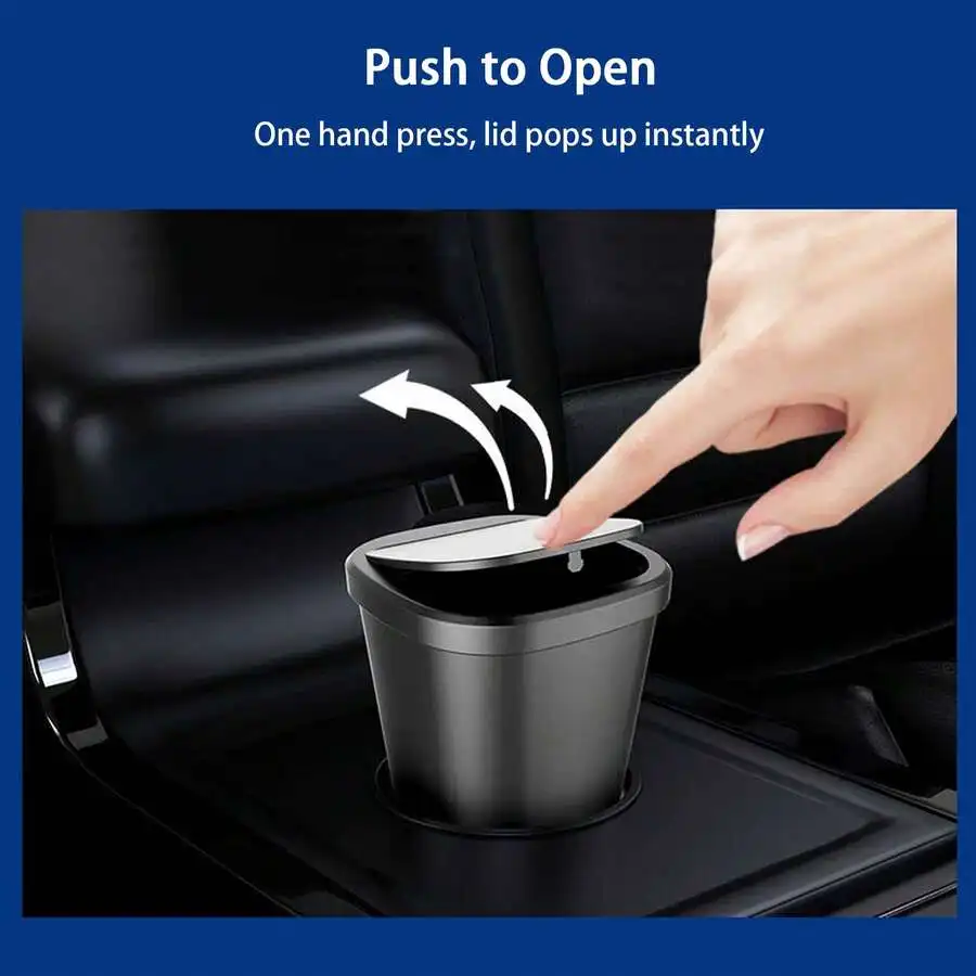 Car Trash Can With Lid, Waterproof Leakproof Auto Close Mini Trash Can, Small Interior Organizer For Car Dashboard Vehicle