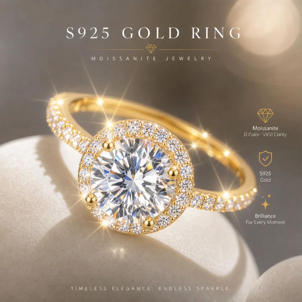 Größenverstellbare Ringe mit GRA-Zertifikat, 1 Karat runder Moissanit-Diamant für Damen, Geschenk, 925er Sterlingsilber, hochwertiger Schmuck – Detail 4