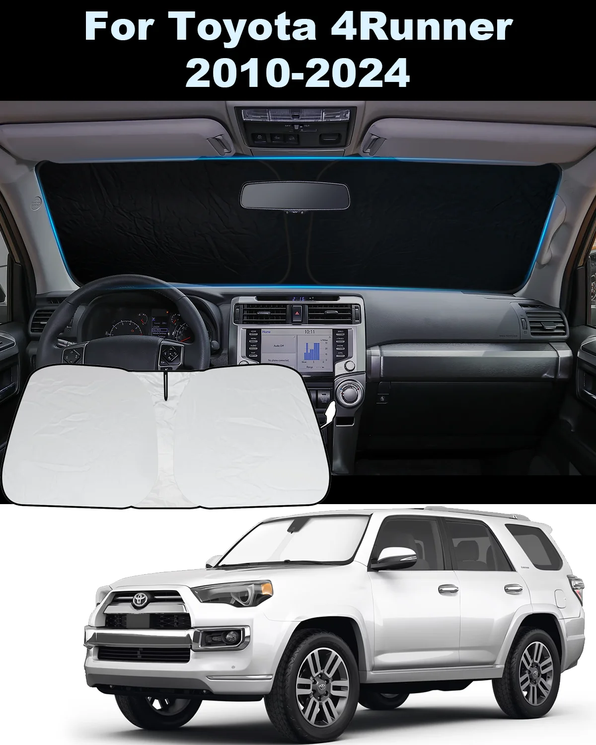 

Для Toyota 4Runner 2010-2024 автомобильный козырек от солнца на лобовое стекло, козырек от солнца на переднее окно, козырек от солнца, УФ-блок, защитная крышка, автомобильные аксессуары