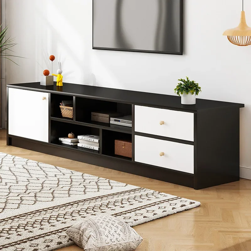 TV Cabinet Coffee Table Combination Modern Simple Small Apartment Household Living Room Bedroom Imitation Solid Wood TV Cabinet