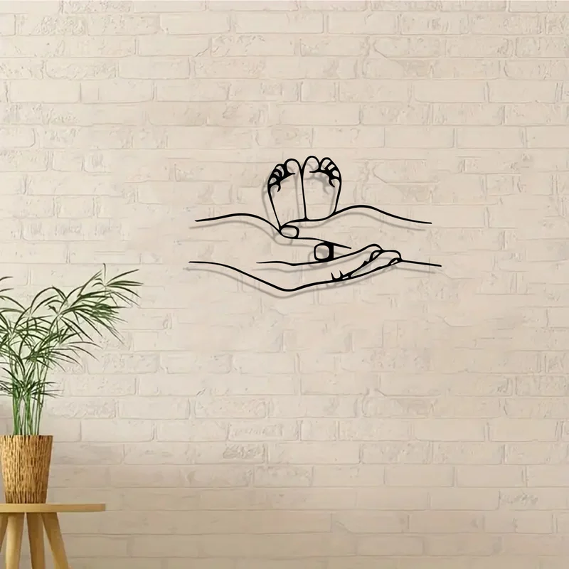 Décoration murale en métal avec empreinte de pied de bébé, idéale pour la décoration murale de Noël dans la chambre de bébé, Pâques, Halloween