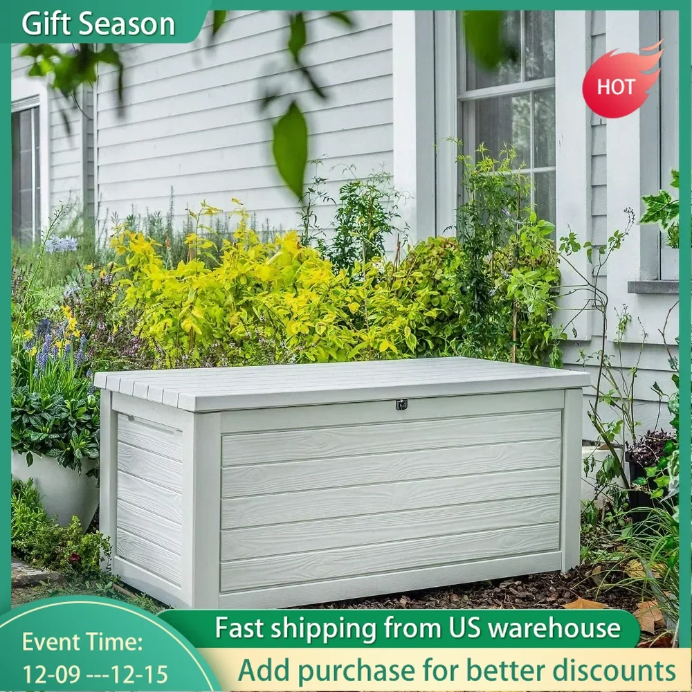 Large Capacity Storage Box 165 Gallon Weather Resistant Resin Deck Storage Container Box Outdoor Patio Garden Furniture