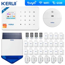 KERUI W181 Tuya WIFI GSM SMS Home Burglar Security Alarm System Curtain Motion Sensor  Wireless Solar Siren Wireless