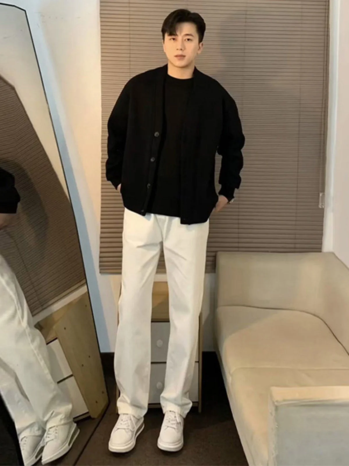 

White Straight Leg Jeans Slim Fit Casual Trousers for Men 30 Years Old Comfortable Loose Wide Leg Spring Autumn Faionable