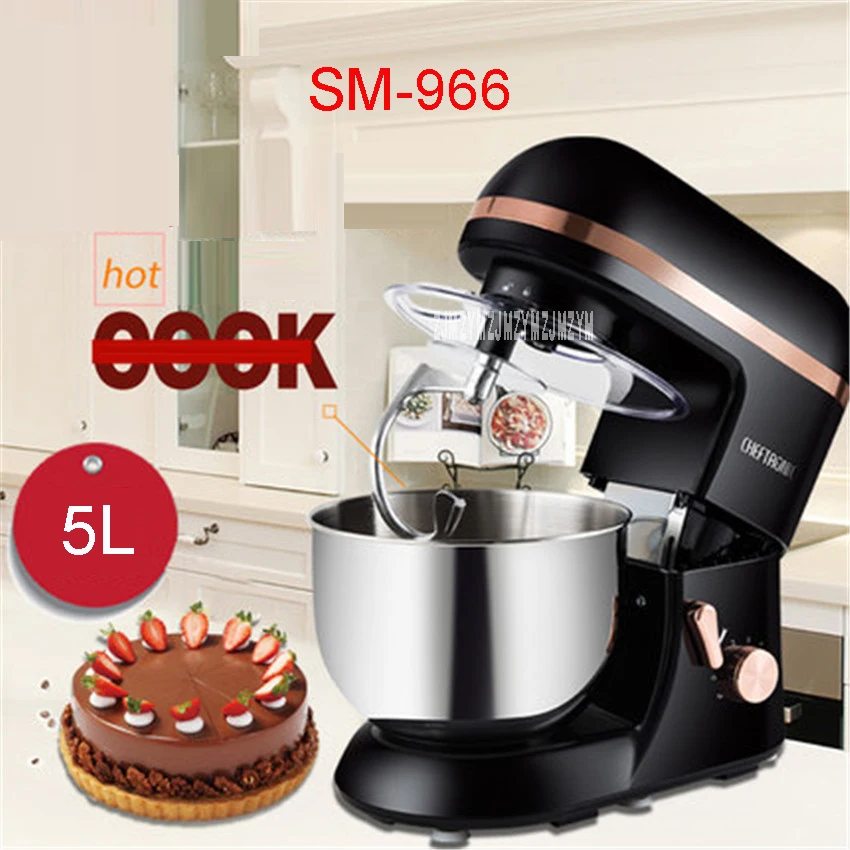 Electric Mixer Kitchen Robot Kitchen Mixer 5L 1000 W Eggs Kitchen Cake Stand for Cooking Mixer Mixing black SM-966  220V/50 Hz