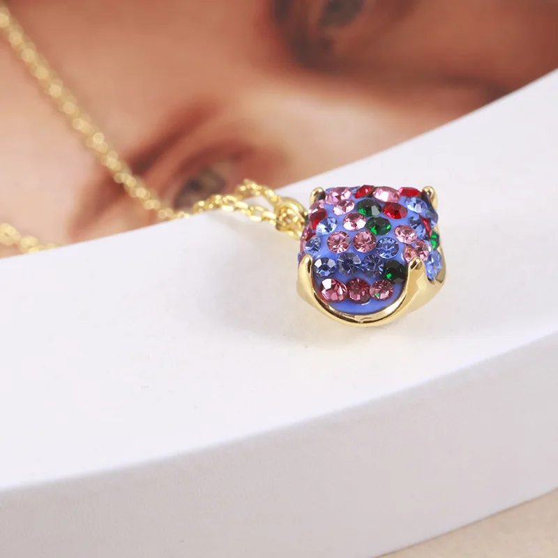 

Trend Colorful Flash Rhinestone Simple Geometric Square Four-claw Fashion Temperament Necklace Clavicle Chain Necklace for Girl