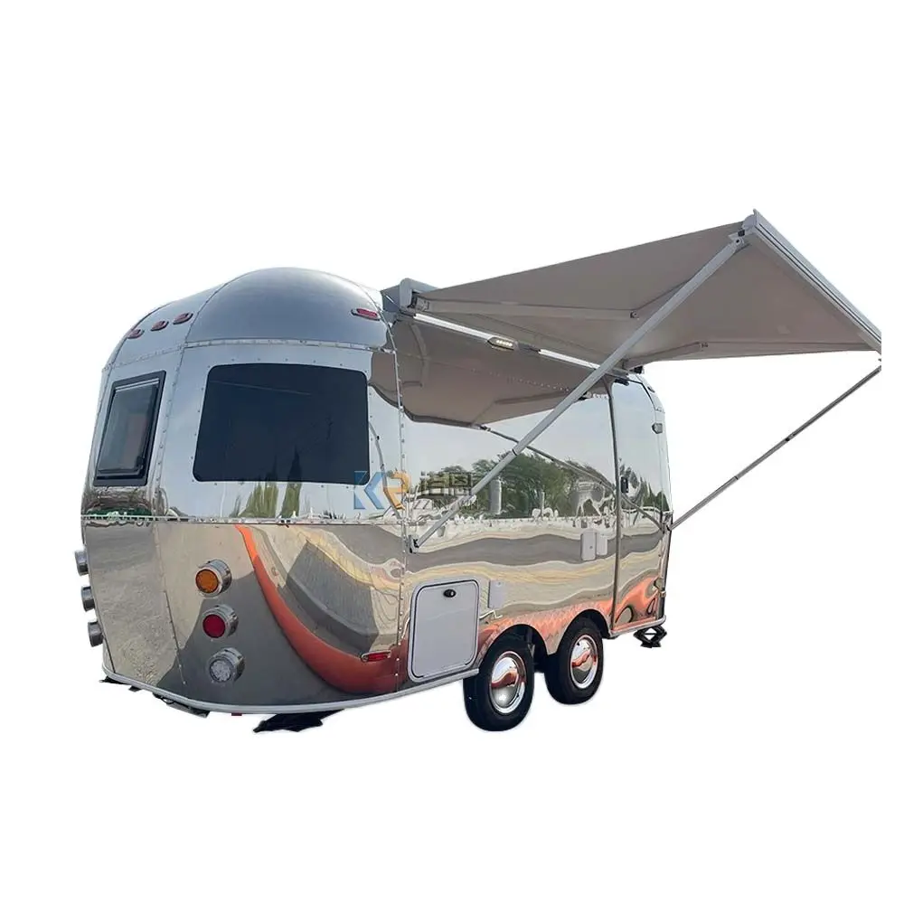 

304 Stainless Steel Material Outdoor Airstream Food Trailer Used Mobile Food Cart Food Trailer For Hot Dog Snacks