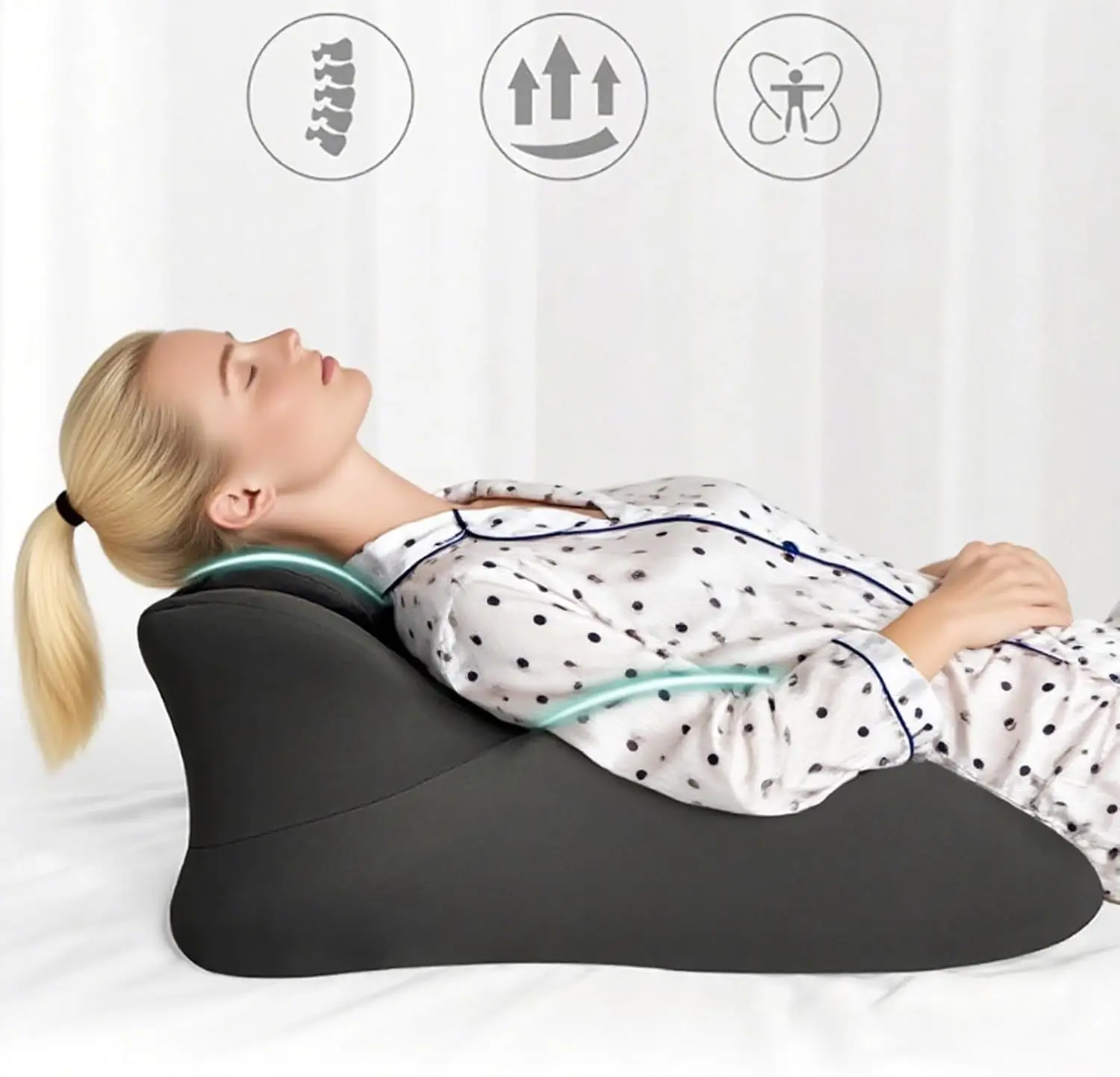 Bed Wedge Pillow for Headboard, Ergonomic Wedge Pillow for Sleep Apnea Memory Foam Reading Pillow for Back, Neck & Head