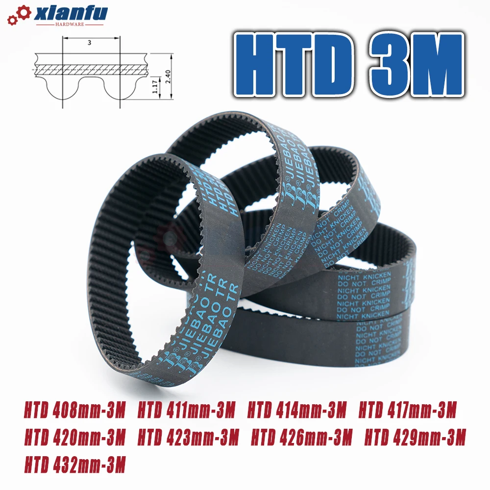 HTD 3M المطاط مؤقت اشتعال محيط HTD3M 408 411 414 417 420 423 426 429 432 مللي متر محرك مغلق حلقة نقل العرض 5 ~ 30 مللي متر CNC