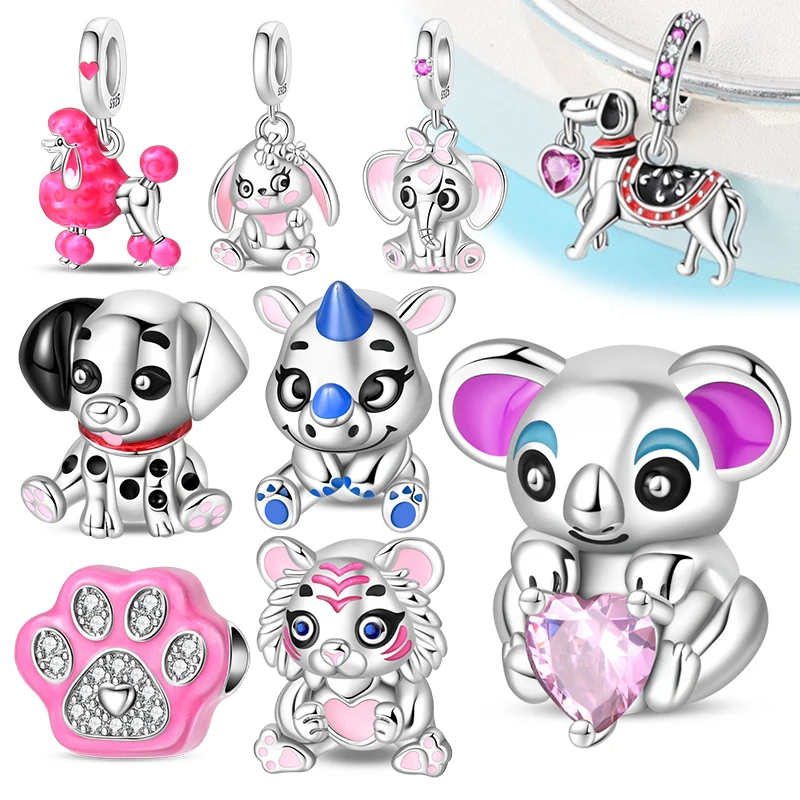 

Оригинальные стерлингового серебра 925 пробы, милые домашние животные, подвески в виде животных, собаки, единорога, бусины, подвеска, подходит для браслета 3 мм, сделай сам, для женщин, ювелирные изделия, подарок