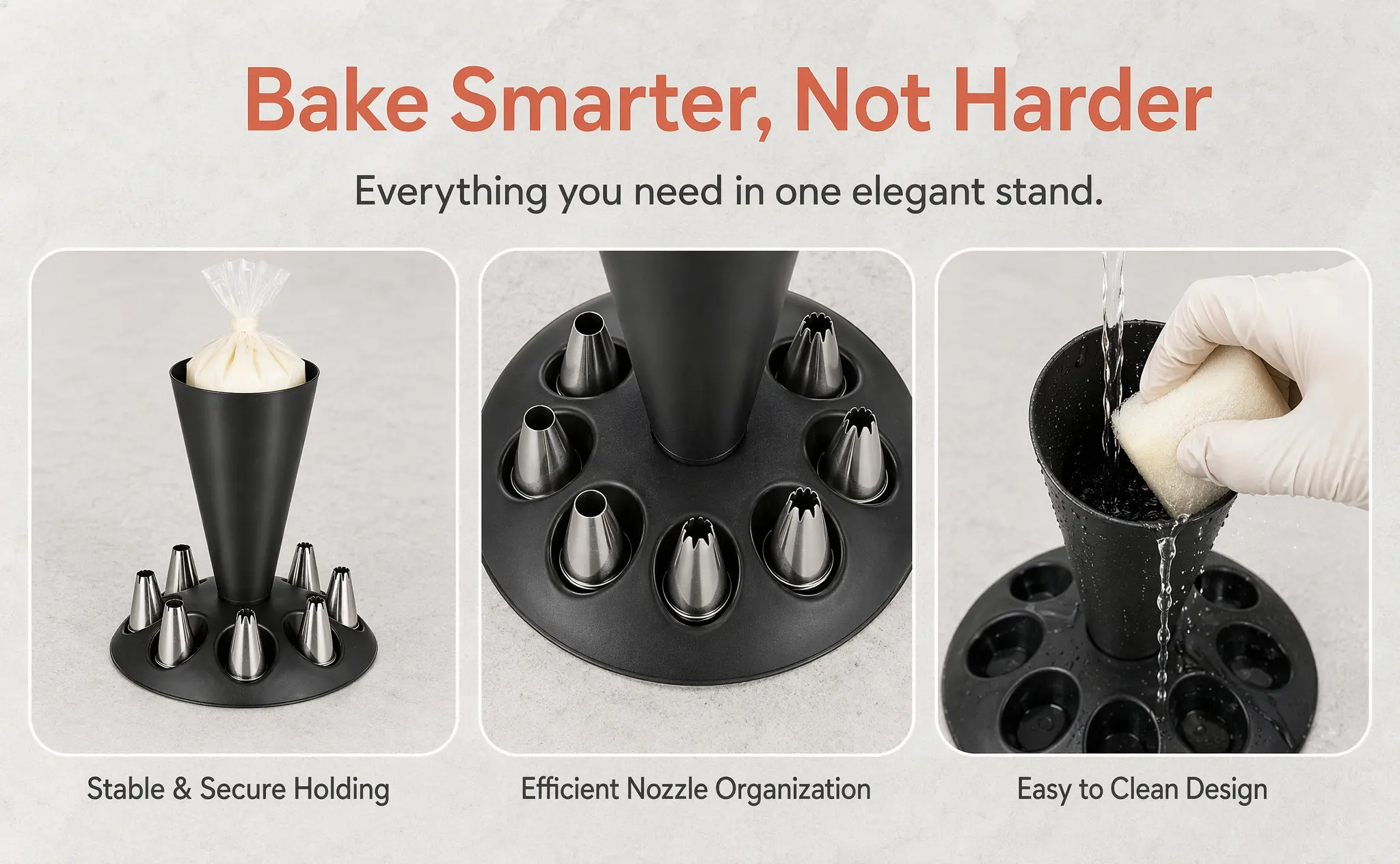 Heavy Duty Pastry Bag Stand with 12 Universal Nozzle Slots Baking Essential for Cake Decorating Tools Professionals Beginners