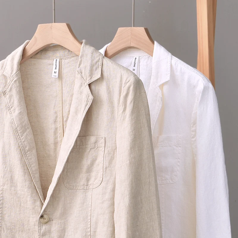 

Designer Quality Pure Linen Business Casual Jacket For Men Blazer Fashion Handsome Suits Tops Clothing Chaquetas Jaqueta Veste