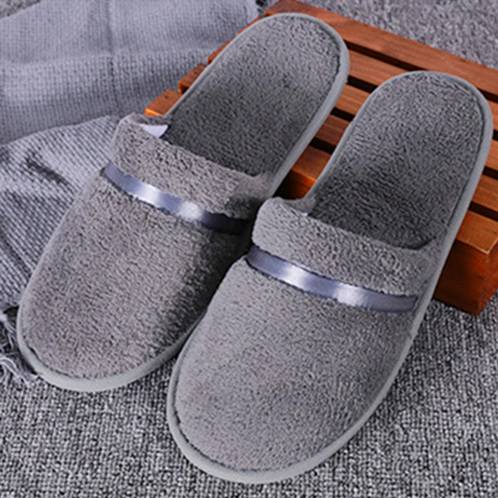 Coral Fleece Hotel Slippers Men Women Cheap Cotton Slides Travel SPA Slipper Home Guest Shoes Non-slip Soft Disposable Slippers