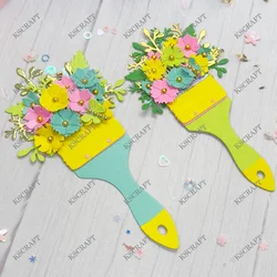 KSCRAFT Flower Paint Brush Cutting Dies Stencils for DIY Scrapbooking Decorative Embossing DIY Paper Cards