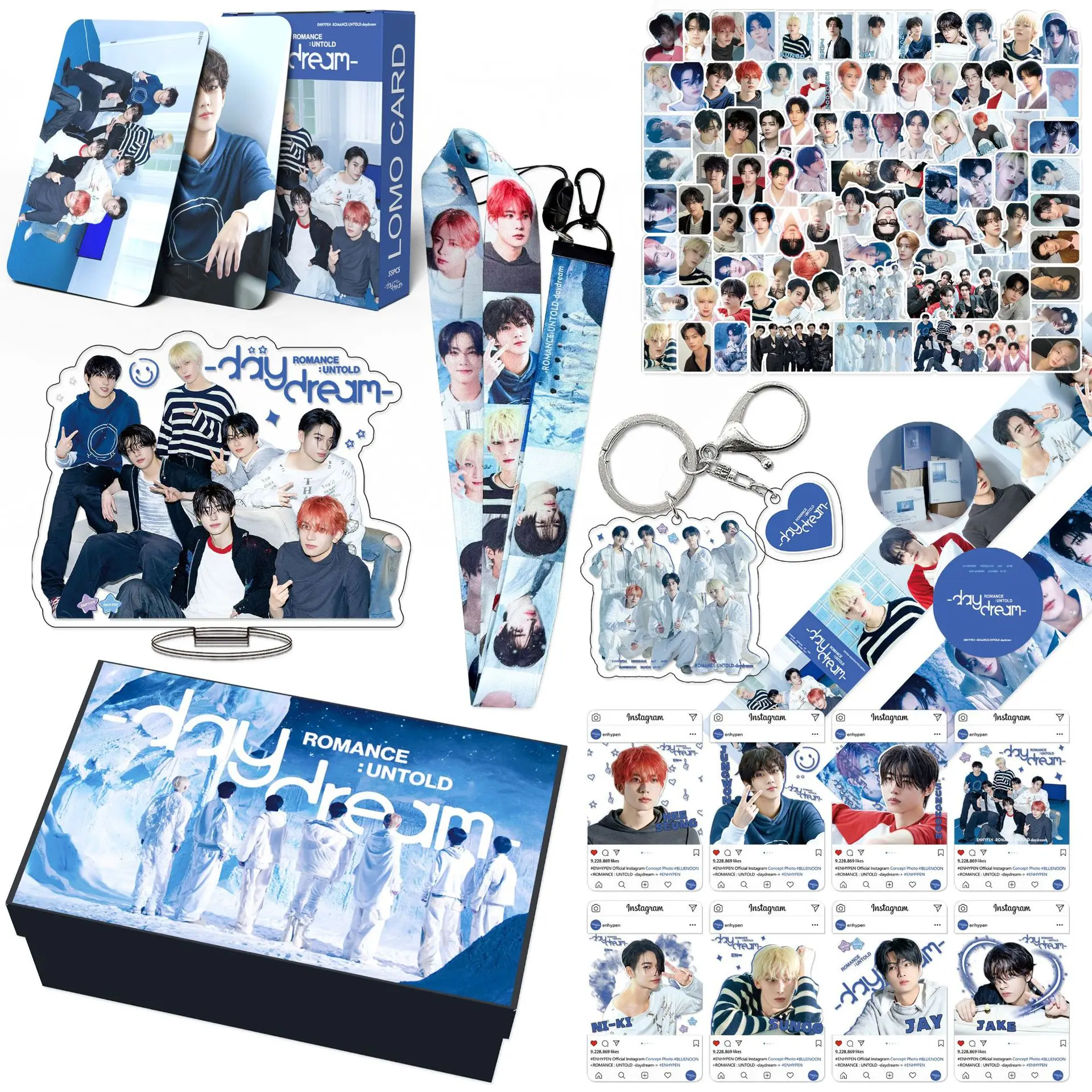 ENH Peripheral Keychain Sticker Gift Box New Album Daydream JUNGWON Stand Card Set Lee Heeseung Collection Gift