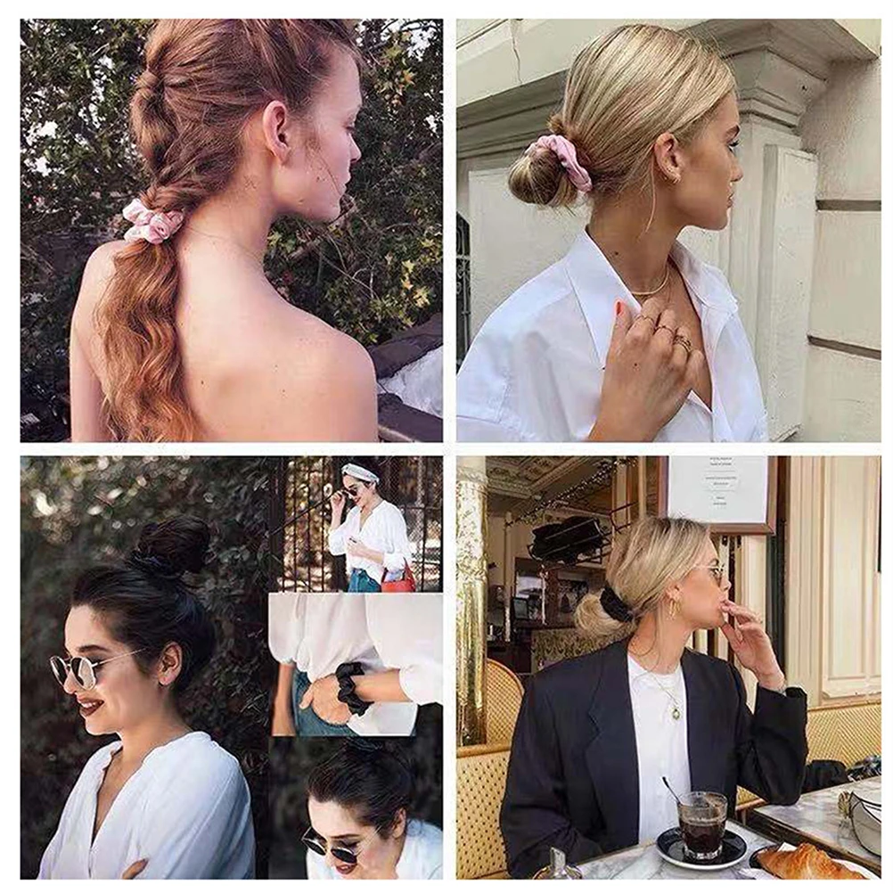 

4 Pcs Tie Accessories Curly Bands Fabric Bulk Ties Silk Scrunchy Ponytail Holders for Women Sequins Miss