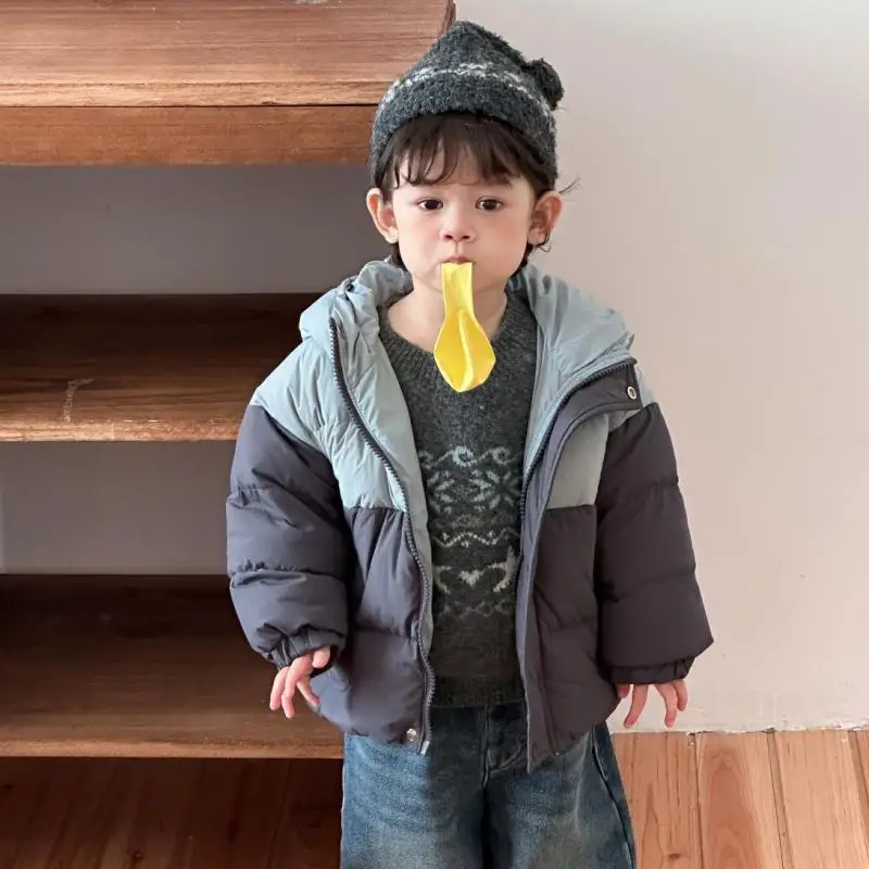 

2025 Winter New Baby Cotton Padded Jacket Infant Boys Warm Hooded Coat Plus Velvet Thick Girls Casual Cardigan Toddler Clothes