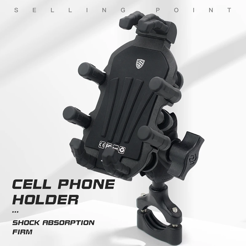 Motorcycle Phone Mount With Vibration Dampener, 1-Hand Operation Motorcycle Bike Scooter ATV Handlebar Holder, Durable