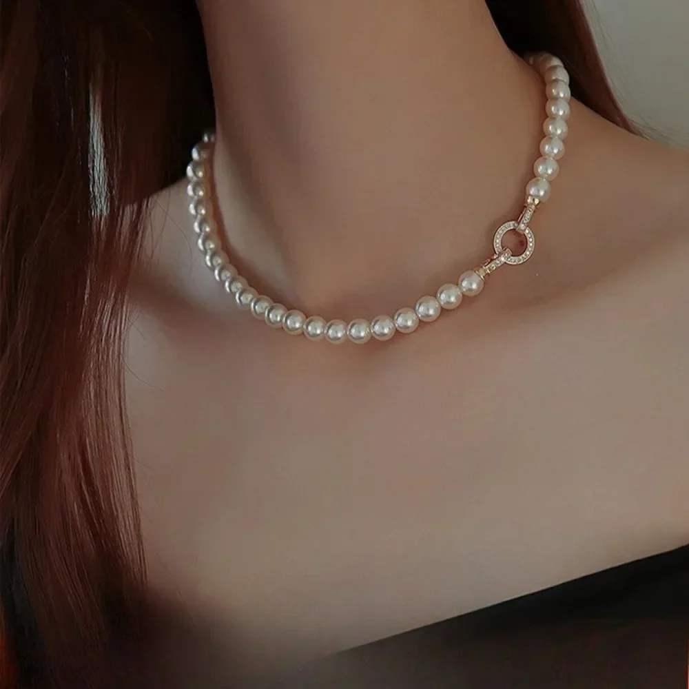 

Fashion Elegant White Pearl Necklace for Women Girls Gift New Simple Clavicle Chain Clothing Accessories Wedding Banquet Jewelry