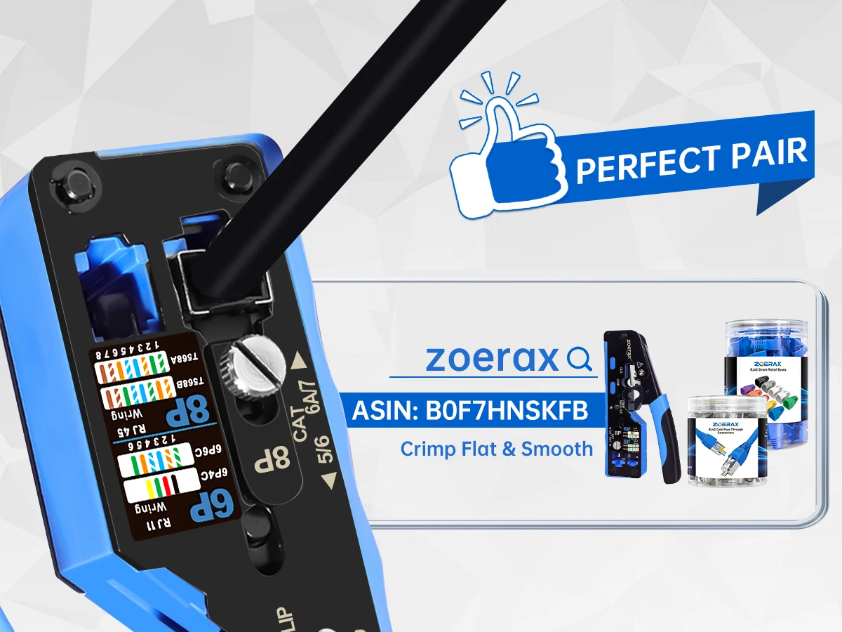 ZoeRax 100PCS Cat6 Pass‑Through RJ45 Connectors with Strain Relief Boots,STP Shielded RJ45 Modular Plugs for 23‑28AWG Ethernet Cable, Cat6/Cat5e Crimp Connector Kit view 5