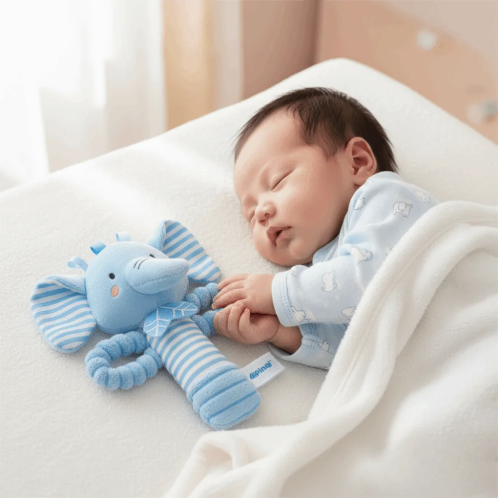 New Cartoon Animals Baby Rattle Hand Grip Crinkle Infant Hand Ring Squeaky Early Educational Bed