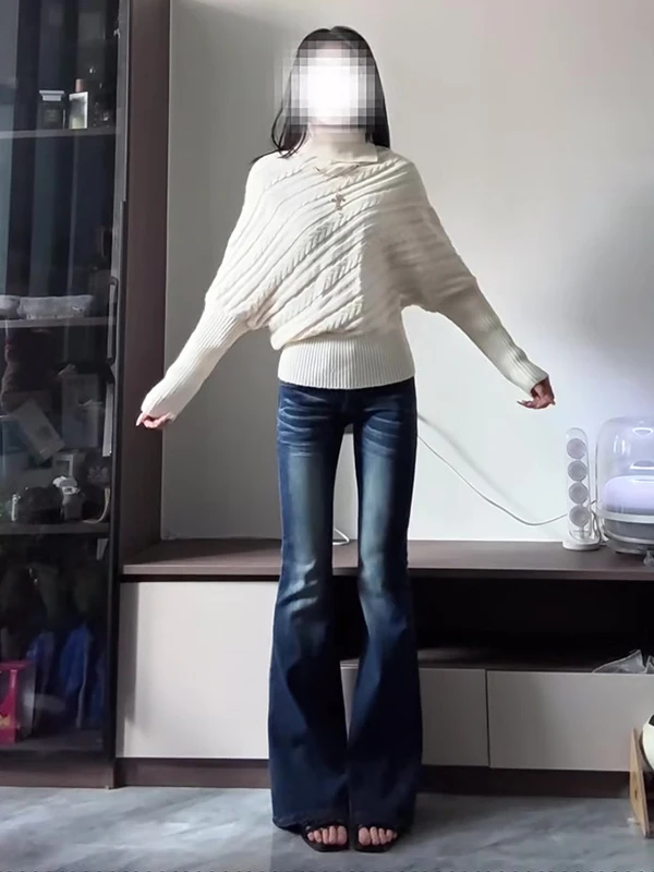 Thiened Fce 여성용 부츠컷 청바지 겨울 슬리밍 따뜻한 로우 웨이스트 빈티지 슬레 벨 보트 팬츠 여성 패션