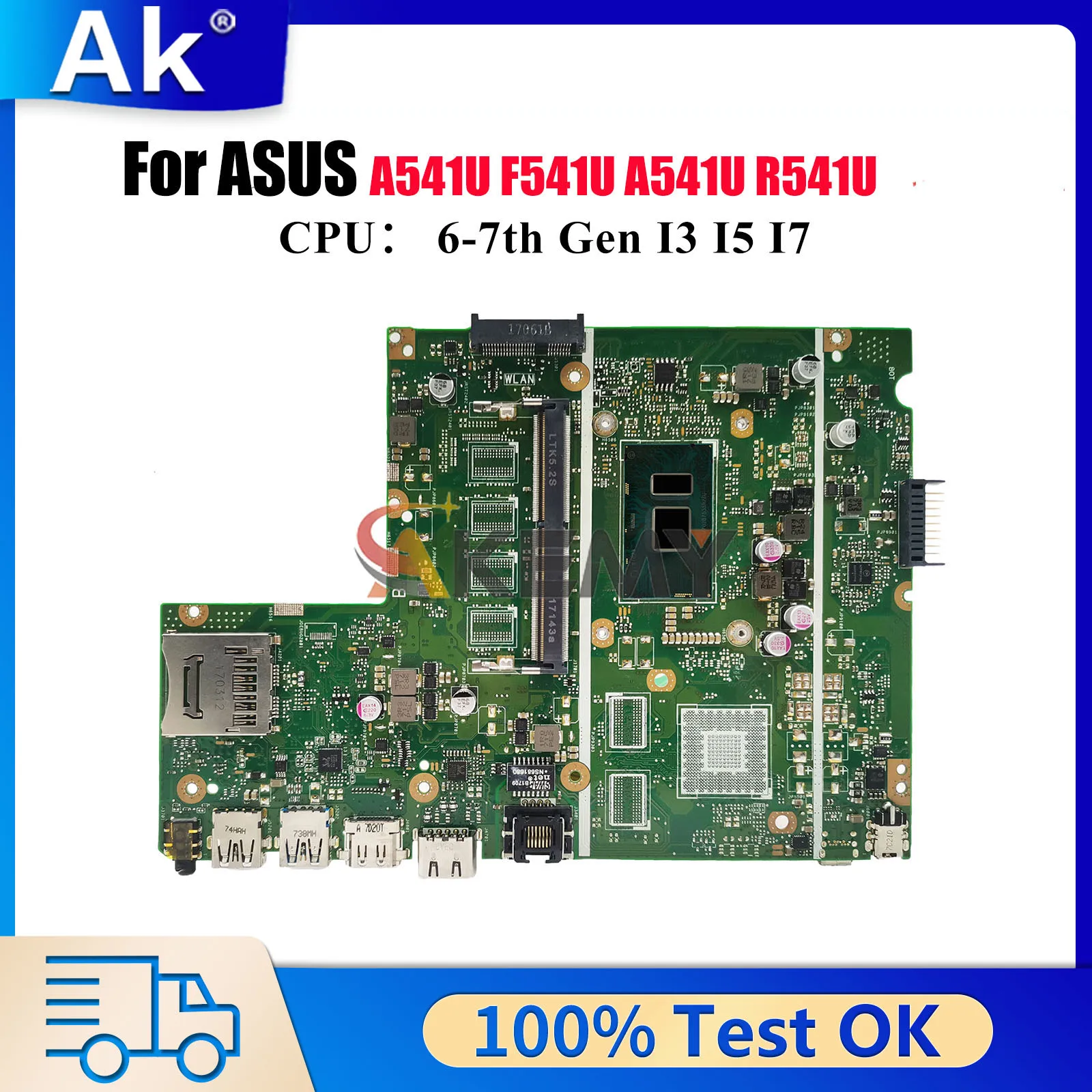 

X541UAK Laptop Motherboard For ASUS R541U A541U X541UV F541U X541UA X541UAK A541U X541UVK X541U X541UJ Mainboard W/ I3 I5 I7 CPU
