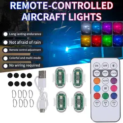 Universal Motorcycle Wireless RGB LED Flash Light Waterproof with Remote Control for Motorcycle Aircraft Warning Lights #467892