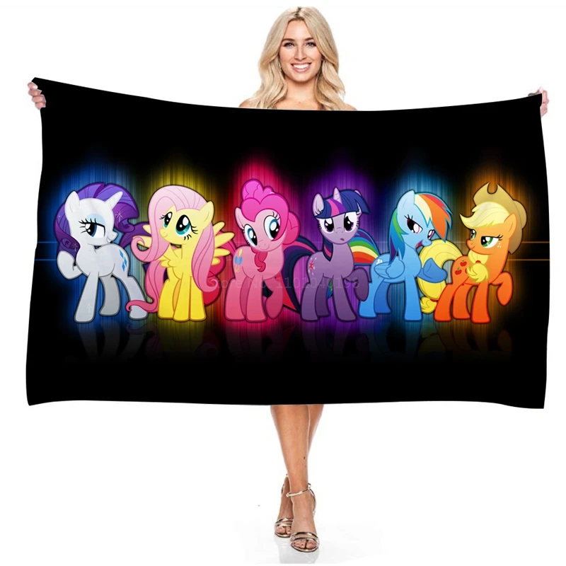 Cute Cartoon Unicorn Pony Printed Bath Towel Soft Microfiber Beach Towel Outdoor Travel Portable Blanket Towels for Boys Girls