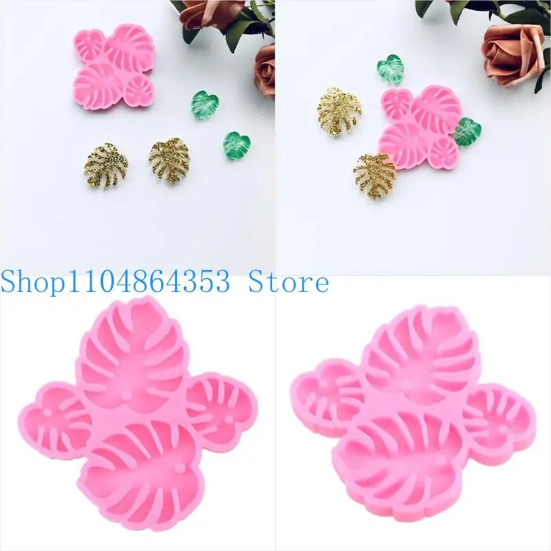 652F Monstera يترك أزرار الأذن قالب السيليكون مناسب للراتنج راتنج راتنجات الإيبوكسي DIY Craft Craft Morning Making Jewelry
