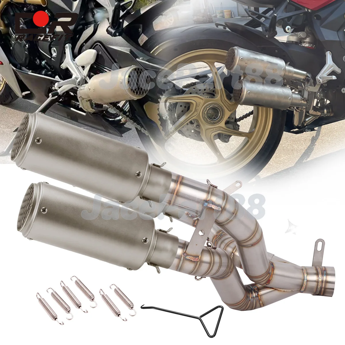 

Triple Muffler Slip on Exhaust Link Pipe Modified Stainless Steel For AGUSTA SUPERVELOCE 800 2020-2023 51mm